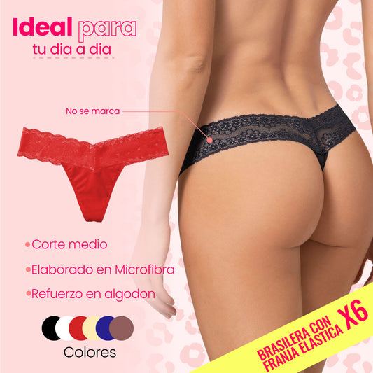 Tanga Franja Elástica Comodidad y Estilo en Cada Día – Pack de 6 Colores